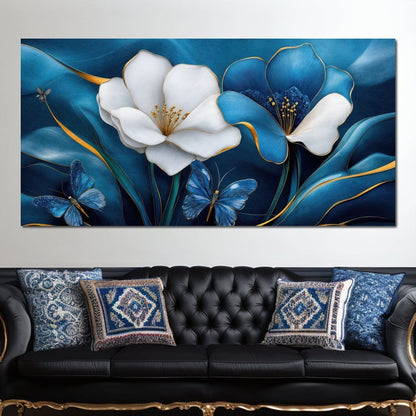 Blue Symphony of Flowers Canvas Wall Art