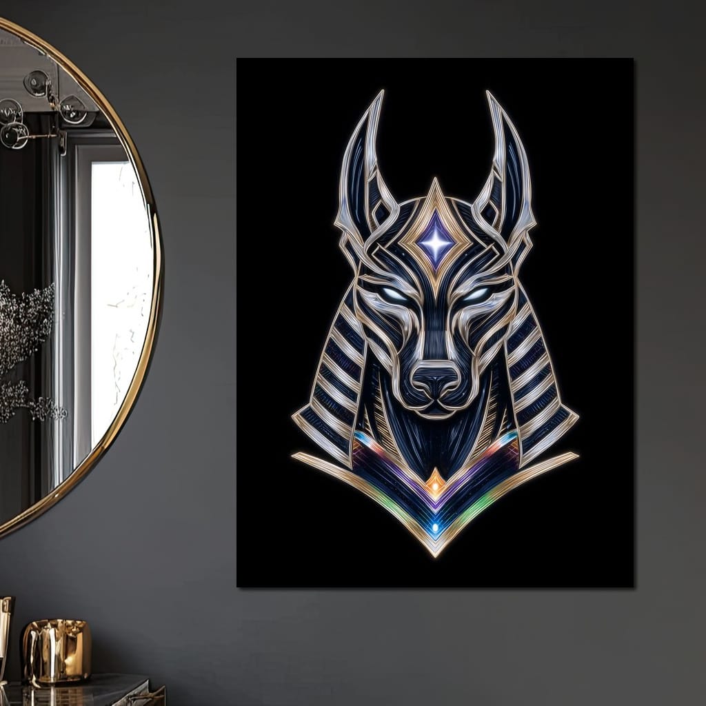 Celestial Anubis Guardian Canvas Wall Art