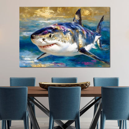 Gilded Great White Hunter Canvas Wall Art