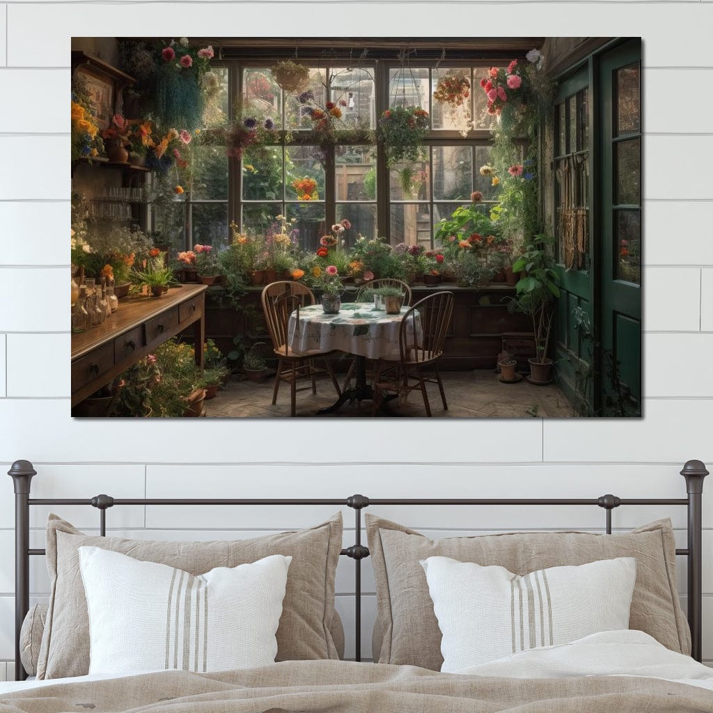 Backyard Floral Kitchen Canvas Wall Art