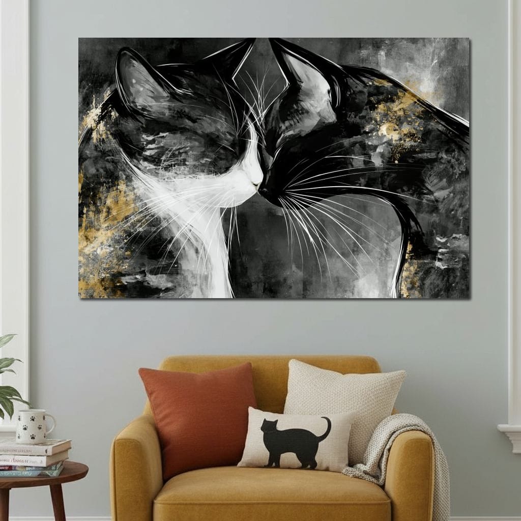 Gentle Connection Of Midnight Souls Canvas Wall Art