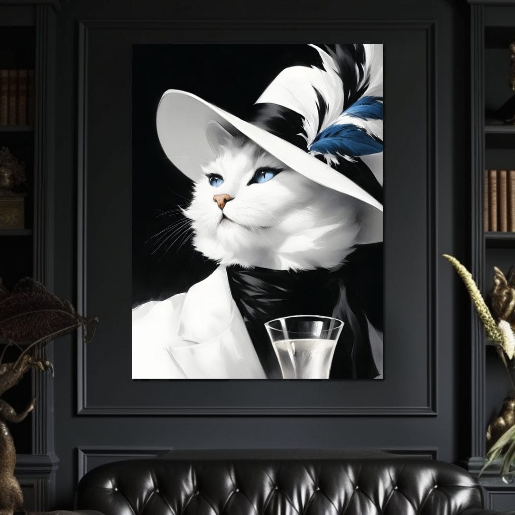 Sophisticated Feline Reverie Canvas Wall Art