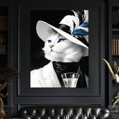 Sophisticated Feline Reverie Canvas Wall Art
