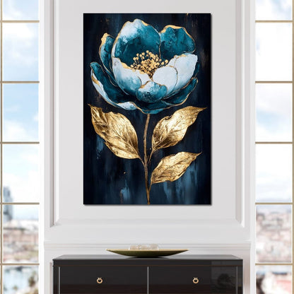 Golden Petal Rebirth Canvas Wall Art