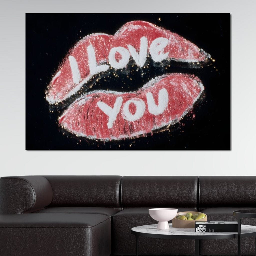 Love You Glitter Kiss Pop Canvas Wall Art
