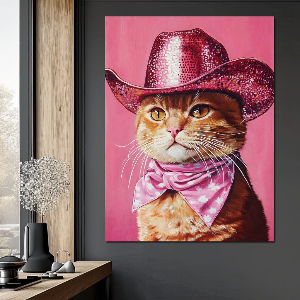 Pink Rodeo Cat Swagger Canvas Wall Art