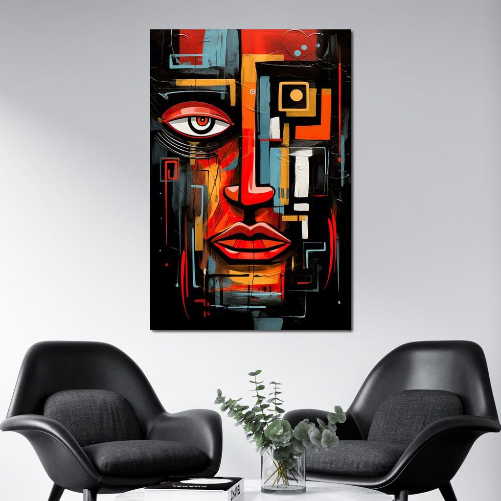 Twilight in Cubist Metropolis Canvas Wall Art