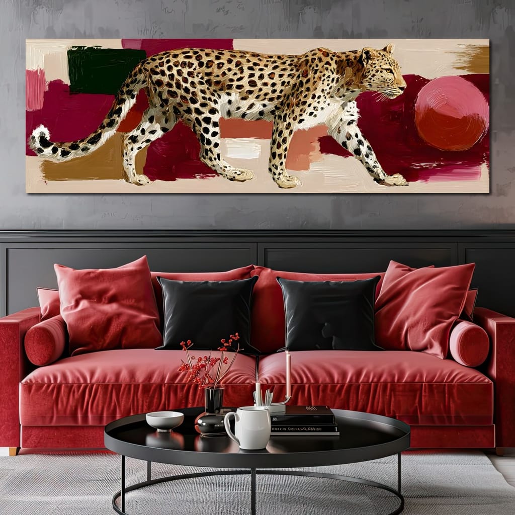 Leopard Stride Sunset Blocks Canvas Wall Art