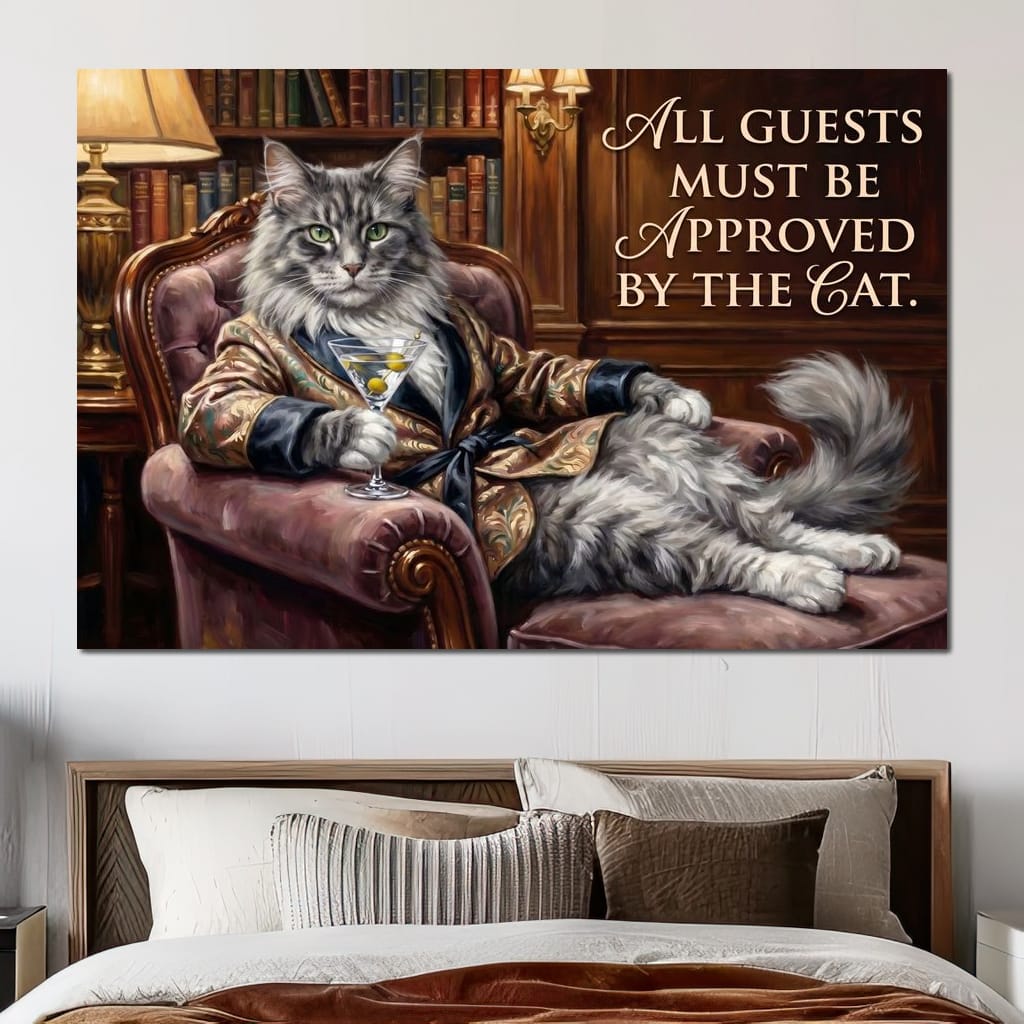 The Feline Gatekeeper Decides Canvas Wall Art