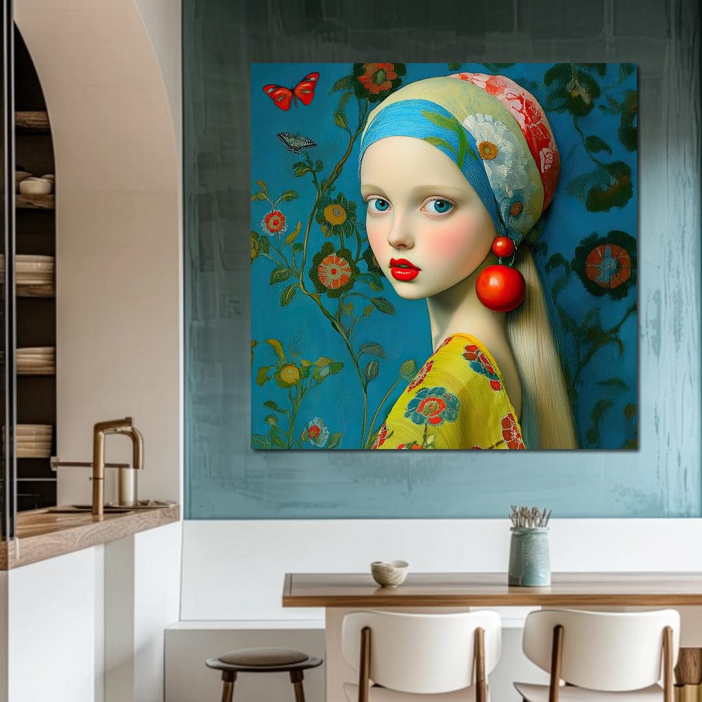 The Girl with the Scarlet Earring Canvas Wall Art
