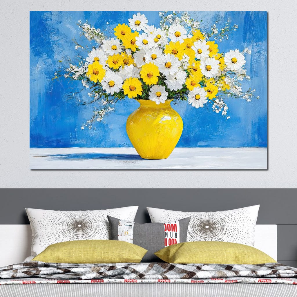 White & Yellow Flowers Canvas Wall Art