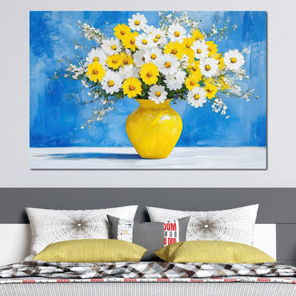 White & Yellow Flowers Canvas Wall Art