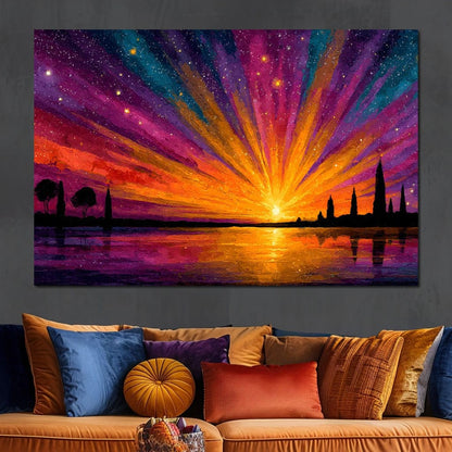 Vibrant Celestial Horizon Canvas Wall Art