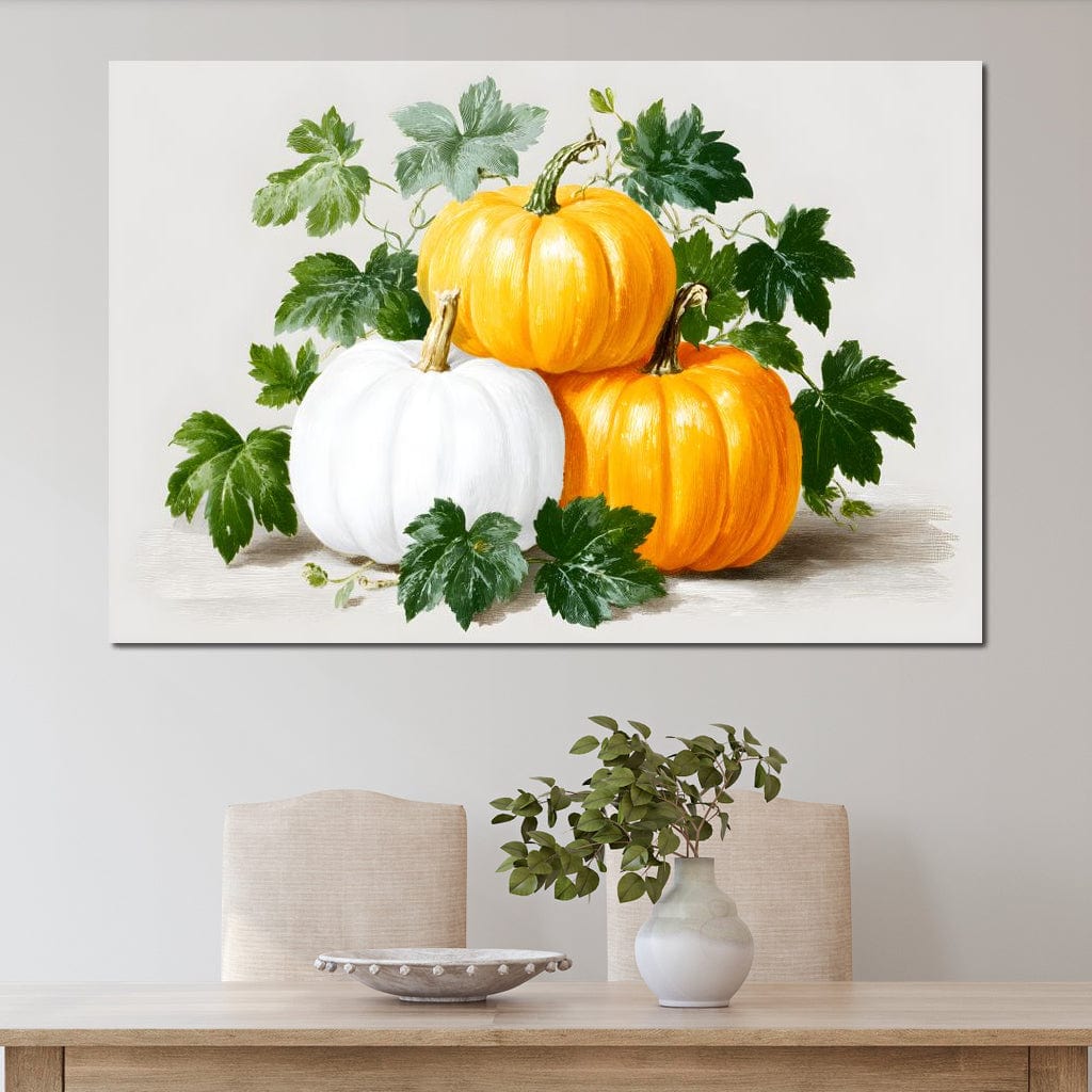 Harvest Pumpkin Trio Botanical Canvas Wall Art