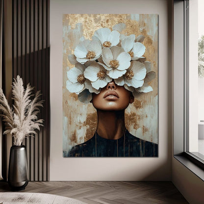 Golden Blossoms Enchantment Canvas Wall Art