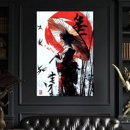 Geisha Elegance Sunlit Shadows Canvas Wall Art