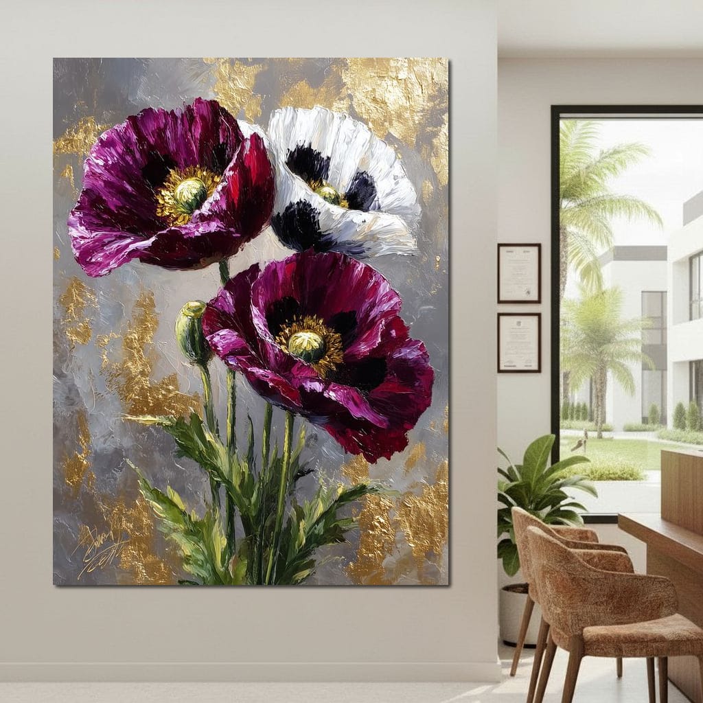 Golden Poppy Petal Sonata Canvas Wall Art