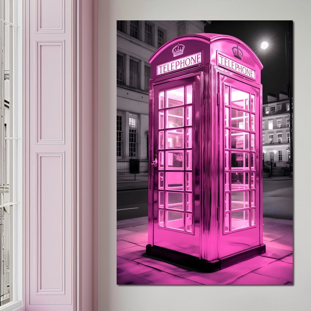 Pink Telephone Booth Canvas Wall Art
