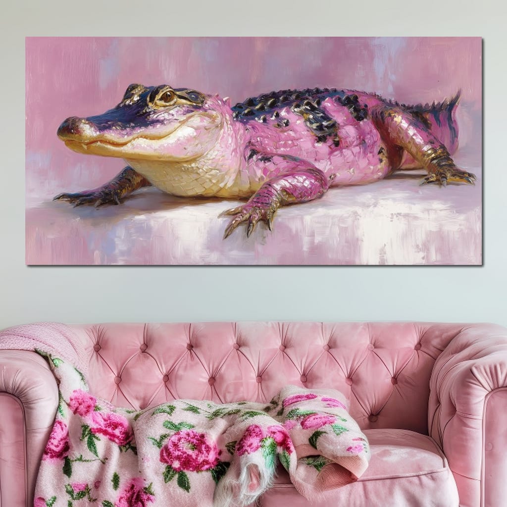 Pink Gator Lounge Portrait Canvas Wall Art