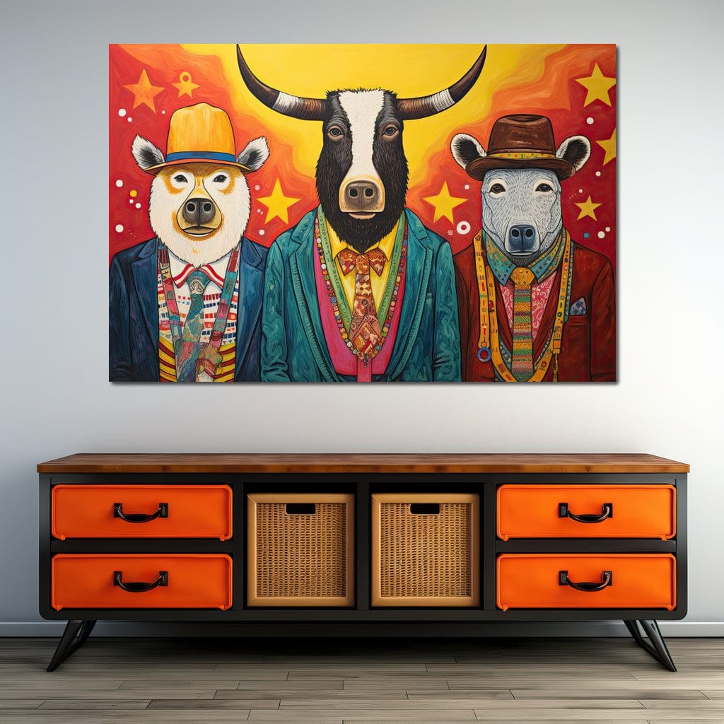 Dapper Wild Trio of Animals Canvas Wall Art