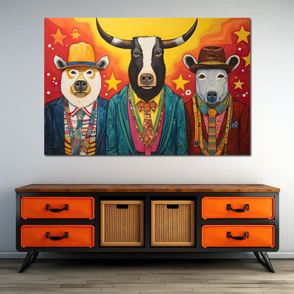 Dapper Wild Trio of Animals Canvas Wall Art