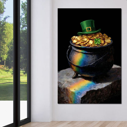 Leprechaun Gold Pot Luck Canvas Wall Art