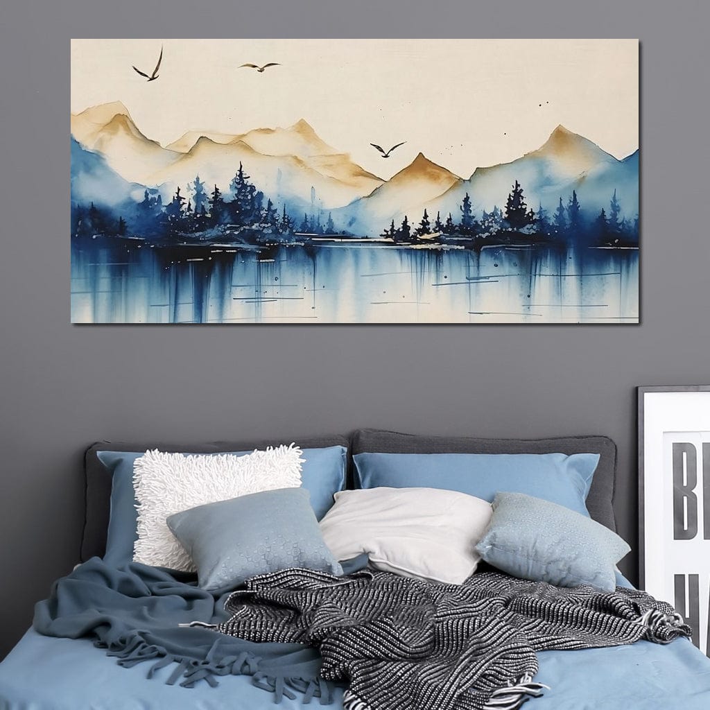 Calm Mountain Lake Sunrise Canvas Wall Art