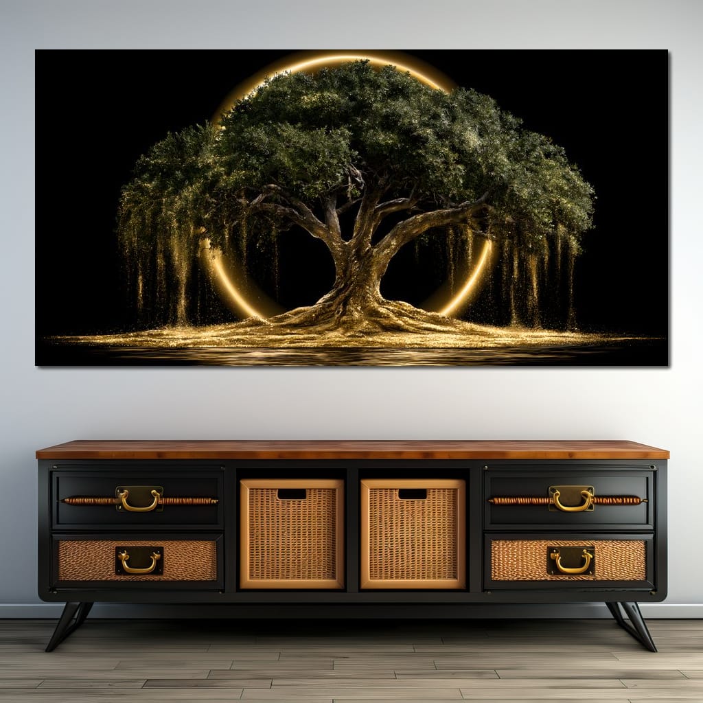 Ancient Tree Upon The Hollow Moon Canvas Wall Art