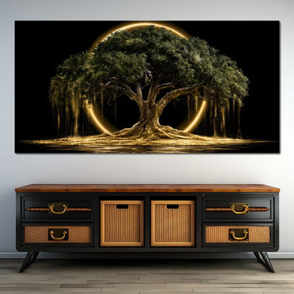 Ancient Tree Upon The Hollow Moon Canvas Wall Art
