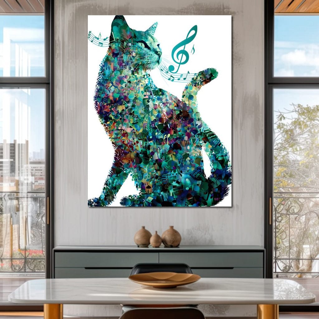 Melody Paws Neon Cat Muse Canvas Wall Art