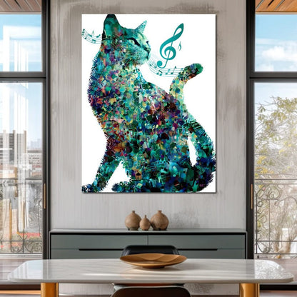 Melody Paws Neon Cat Muse Canvas Wall Art