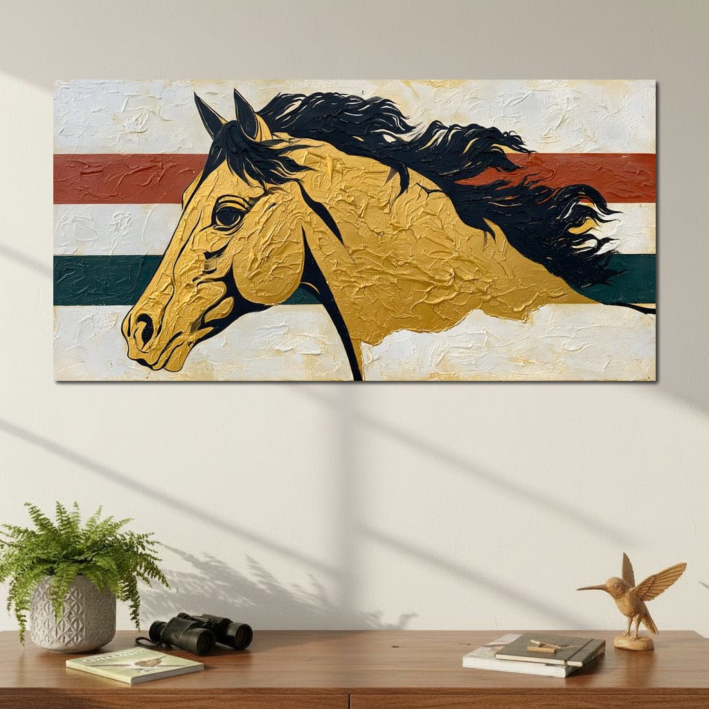 Golden Stallion Portrait Canvas Wall Art