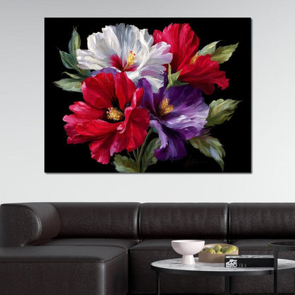 Velvet Peony Trio Bouquet Canvas Wall Art