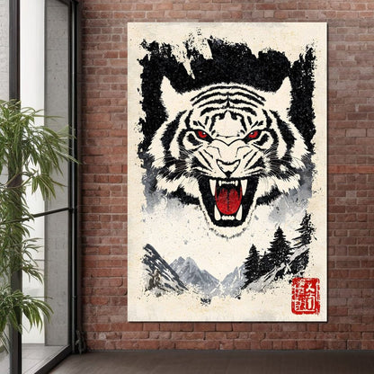 Fierce Jungle Monarch Tiger Roar Canvas Wall Art