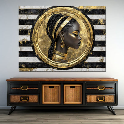 Golden Regal Afro Majesty Canvas Wall Art