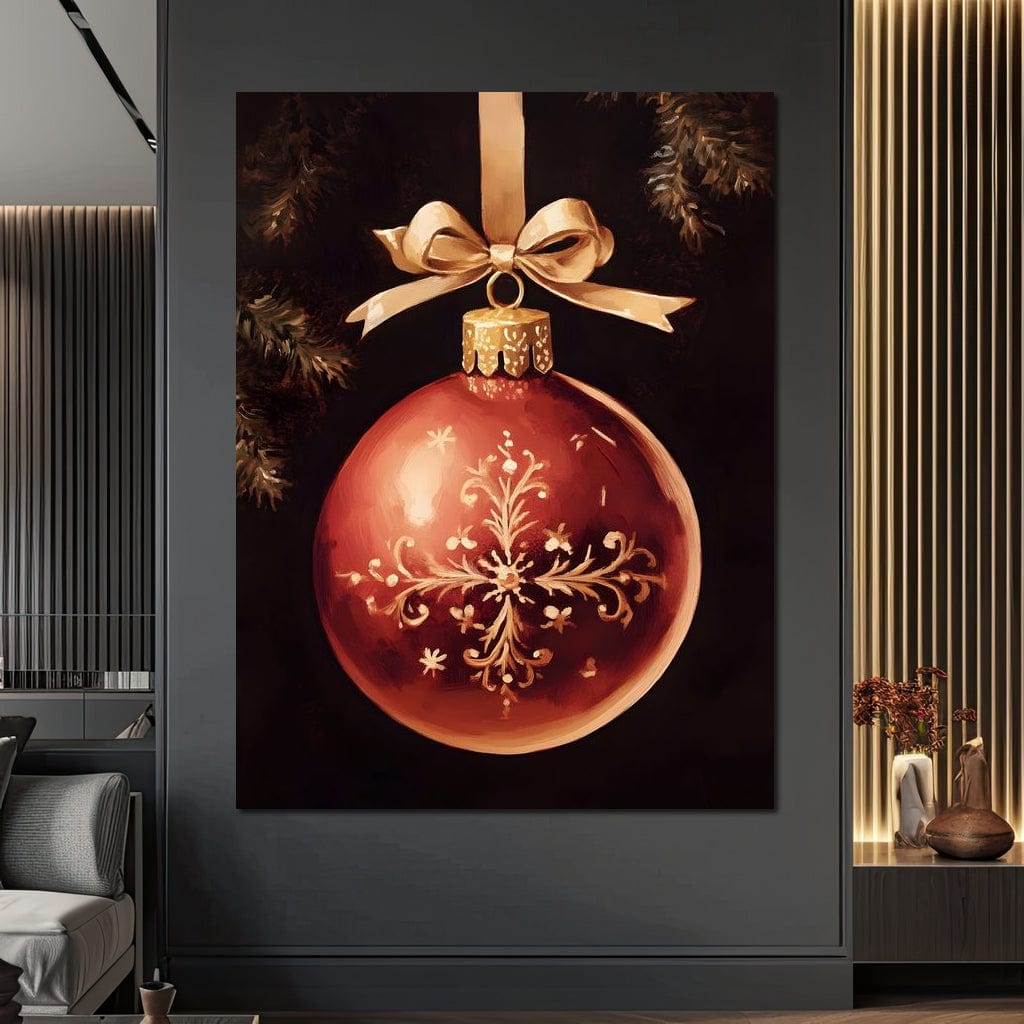 Classic Christmas Bauble Charm Canvas Wall Art
