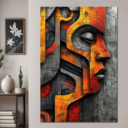 Metallic Face Labyrinth Illusion Canvas Wall Art