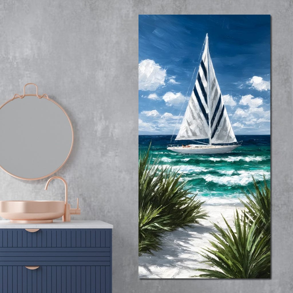 Sailing Beyond Turquoise Waves Canvas Wall Art