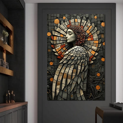Mosaic Angel Enchantment Canvas Wall Art