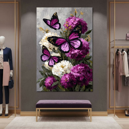 Amethyst Butterflies Bouquet Canvas Wall Art