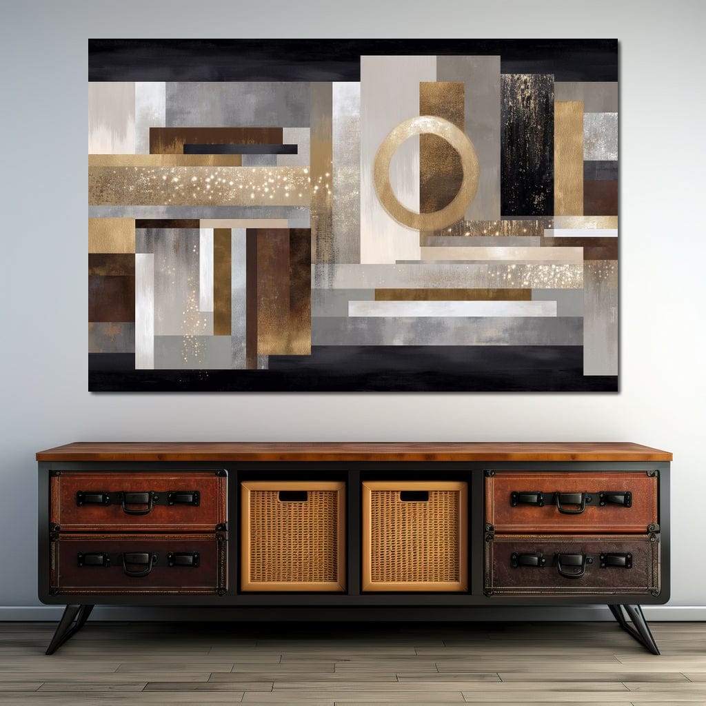 Gilded Geometry Nightfall Canvas Wall Art
