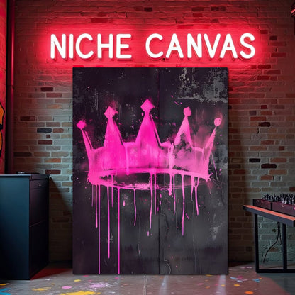 Pink Crown Graffiti Canvas Wall Art