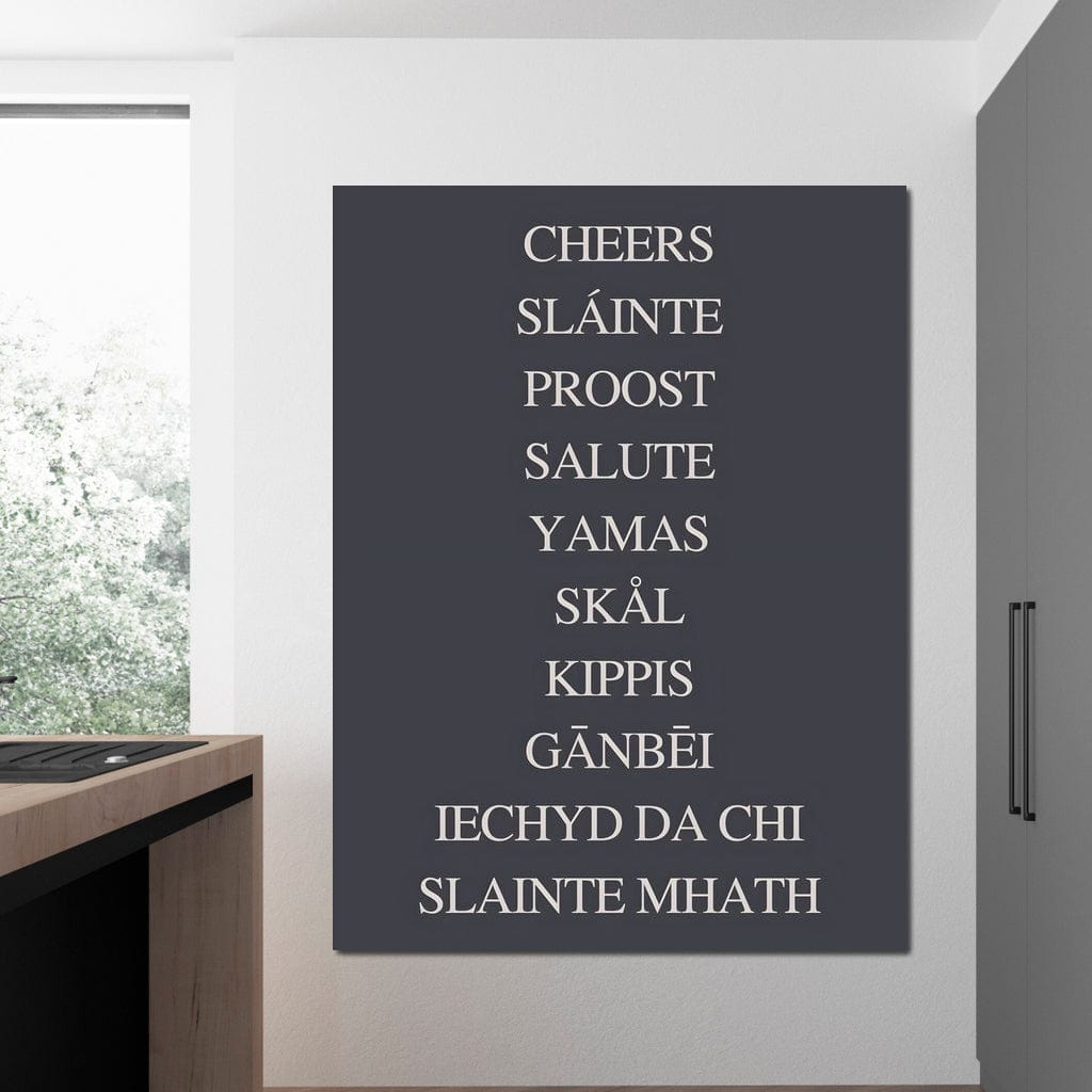 Global Cheers Multilingual Toast Canvas Wall Art