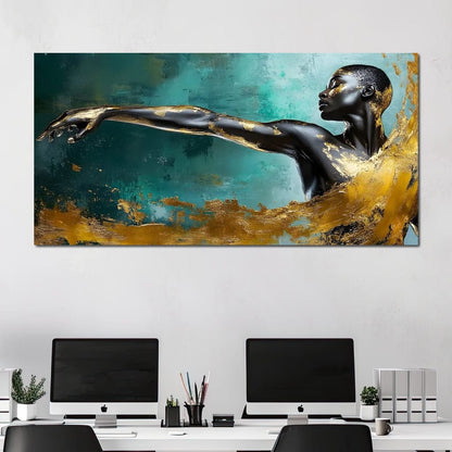Golden Essence of Movement Canvas Wall Art
