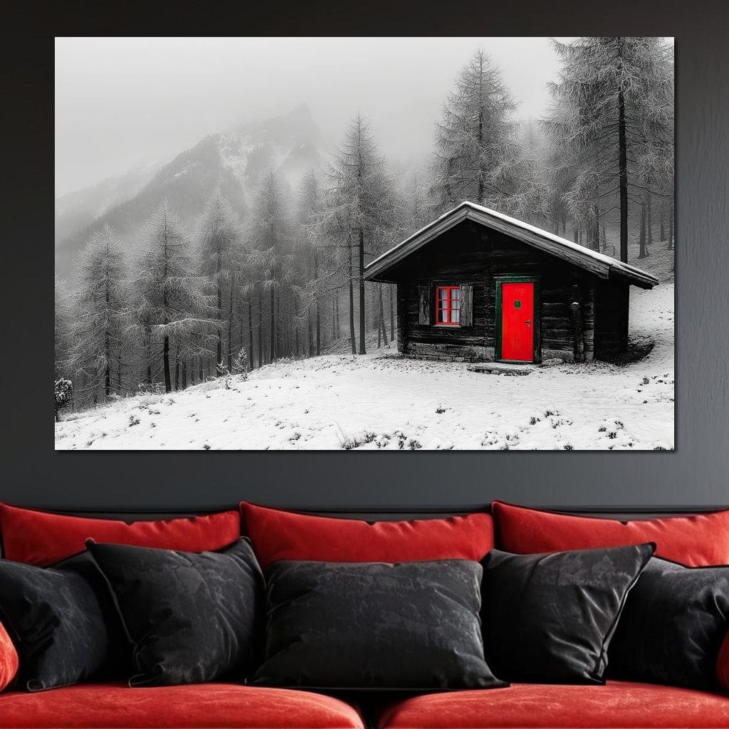 Cabin Solitude Winter Tale Canvas Wall Art