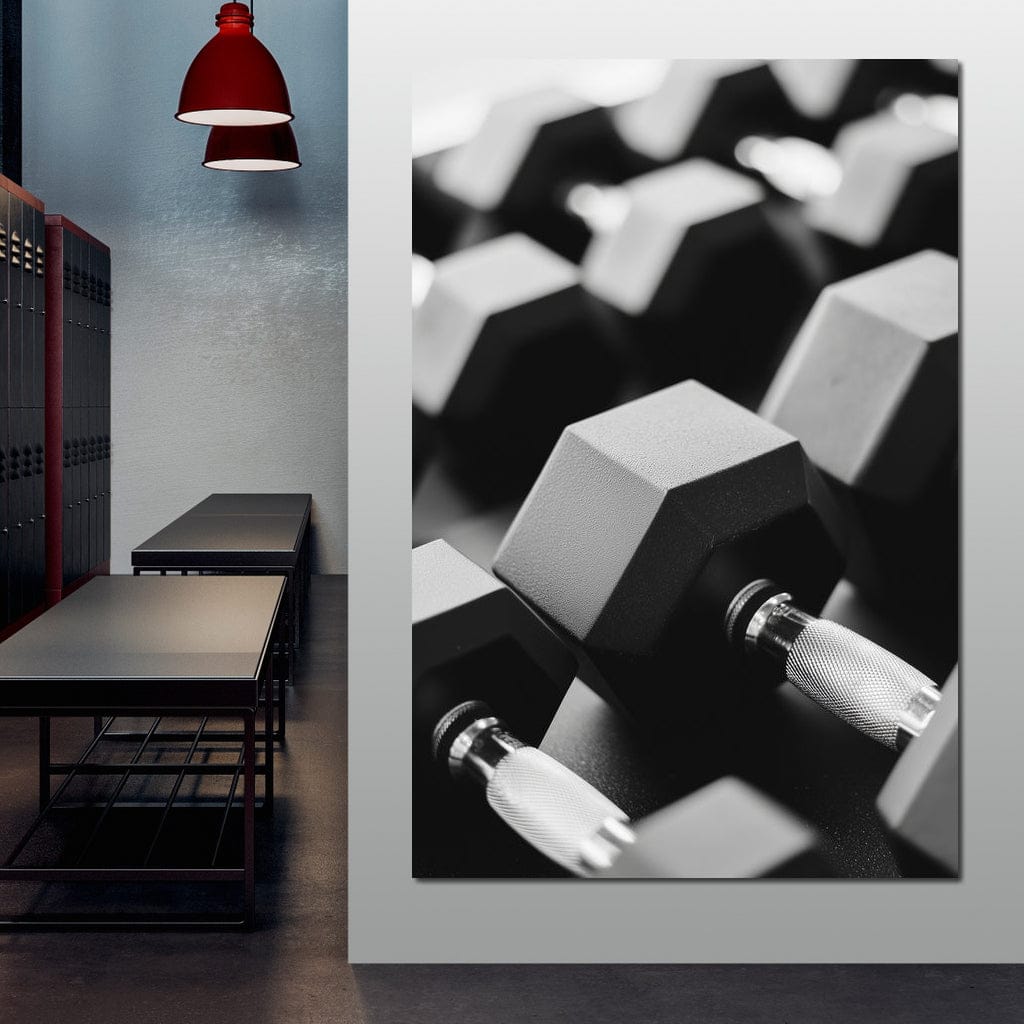 Monochrome Dumbbell Strength Canvas Wall Art