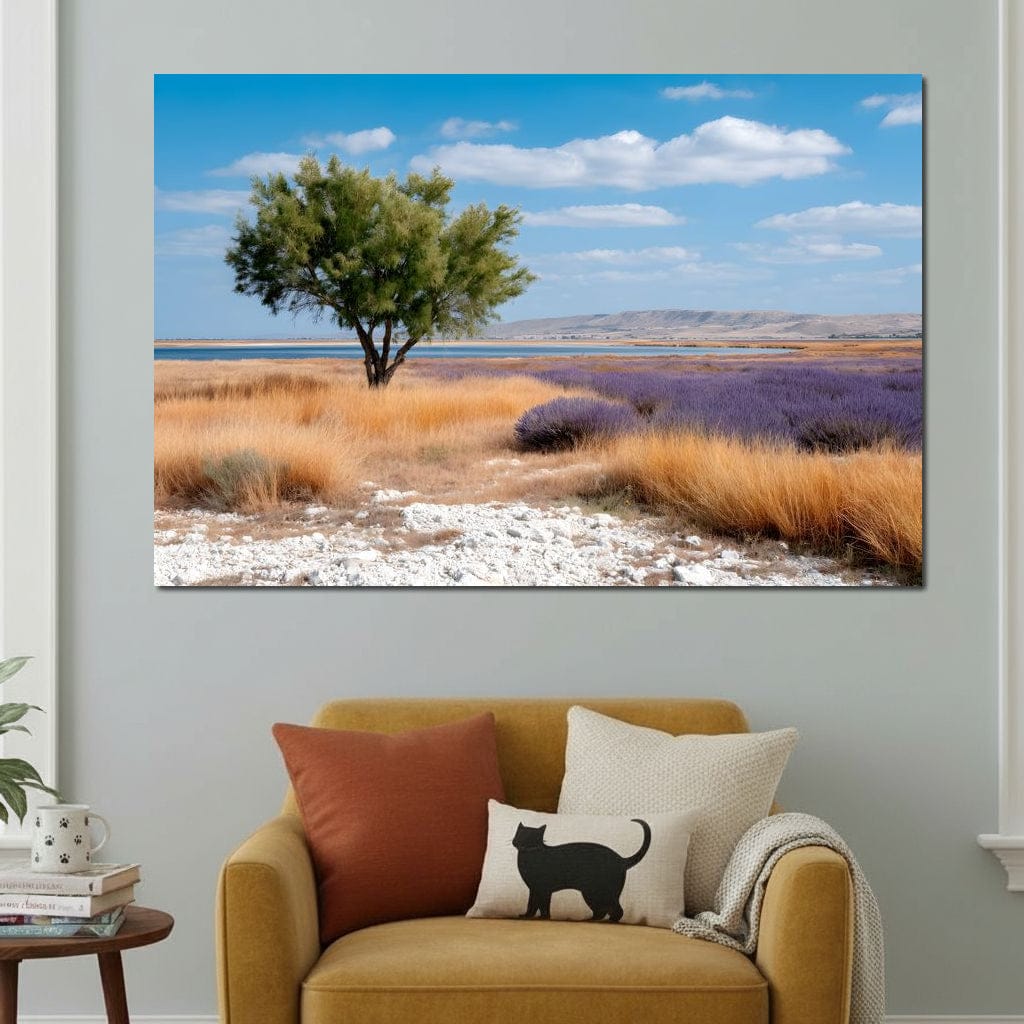 Solitary Tree Salt Marsh Sky Canvas Wall Art