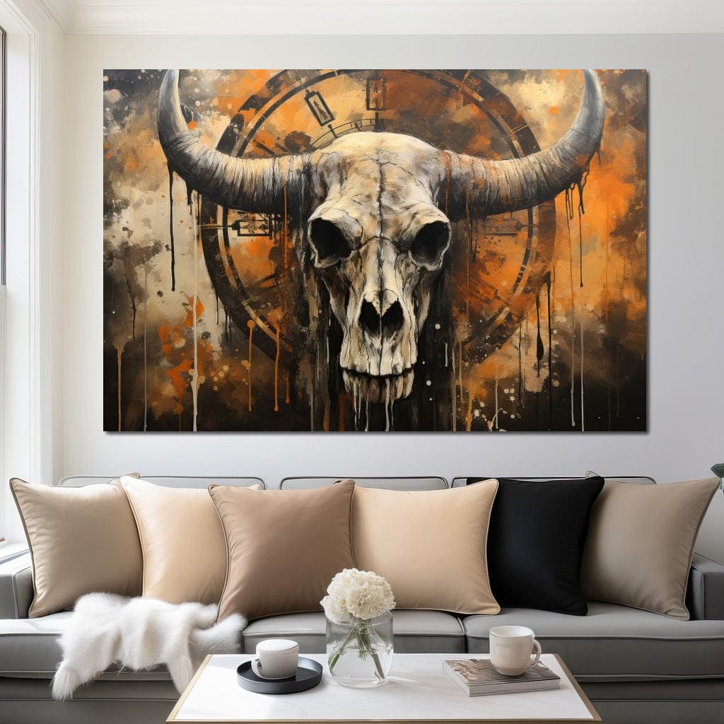 Bull Skull in the Gothic Twilight Canvas Wall Art