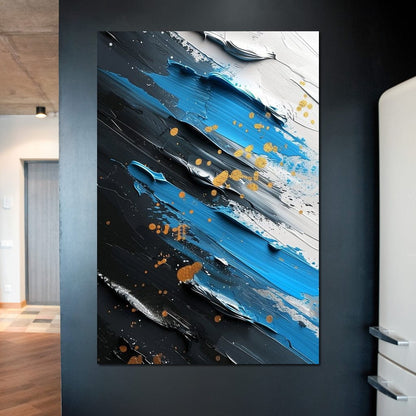Sapphire Strokes Gold Specks 2 Canvas Wall Art