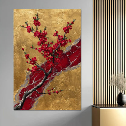 Golden Blossom Ascension Canvas Wall Art
